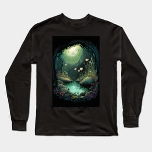 Magical Cavern Oasis Fantasy Illustration Long Sleeve T-Shirt